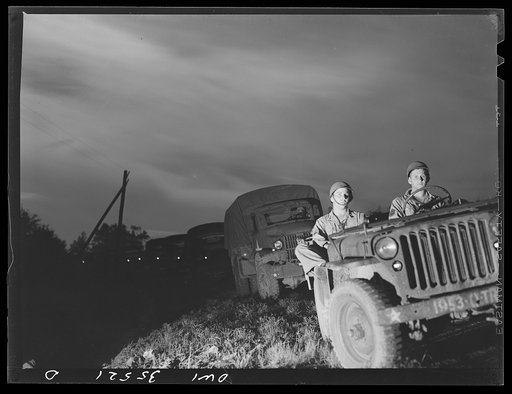 Untitled photo, possibly related to: Greenville, South Carolina. Air Service Command. A quartermaster truck company of the 25th service group on a practice blackout convoy
