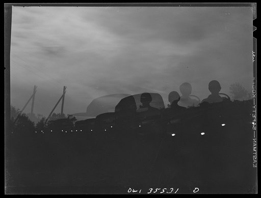 Untitled photo, possibly related to: Greenville, South Carolina. Air Service Command. A quartermaster truck company of the 25th service group on a practice blackout convoy