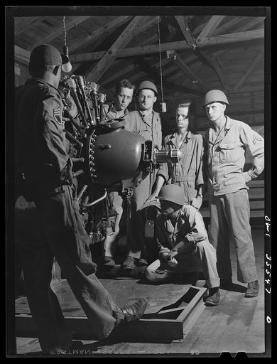 Greenville, South Carolina. Air Service Command. Instructor conducting a class on the Pratt and Whitney engine at the 35th squadron engineering line