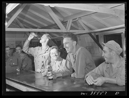 Greenville, South Carolina. Air Service Command. Group of servicemen having a beer in the post exchange