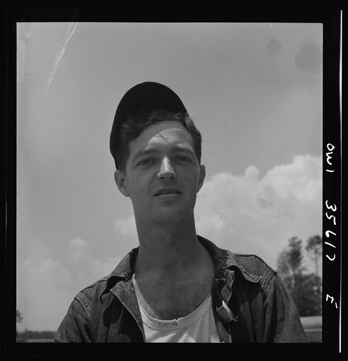 Myrtle Beach, South Carolina. Air Service Command. Staff Sergeant J. F. Duff, mechanic with mobile unit. He is married and his wife lives at 2015 East Orleans Street, Philadelphia, Pennsylvania. He formerly worked in a real estate office