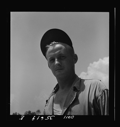 Myrtle Beach, South Carolina. Air Service Command. Sergeant Glenn A. Zimmerman, sheet metal worker with a mobile unit. He is twenty-nine years old and comes from 1105 Ellis Street, Stevens Point, Wisconsin. Before joining the Army, he worked as a milkman