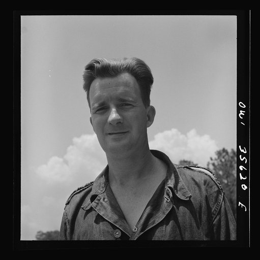 Untitled photo, possibly related to: Myrtle Beach, South Carolina. Air Service Command. Sergeant Robert Steele, machinist with a mobile unit. He is thirty years old, married; his home is at 2243 North 6th Street, Philadelphia, Pennsylvania. He used to work as a machinist at the New York Shipbuilding