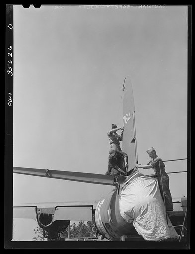Untitled photo, possibly related to: Myrtle Beach, South Carolina. Air Service Command. The men of a mobile unit of the 25th service group