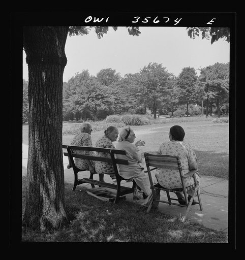 Philadelphia, Pennsylvania. A group of women seated in the shade at Fairmont Park