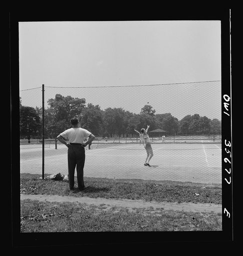 Philadelphia, Pennsylvania. Playing tennis at Fairmont Park