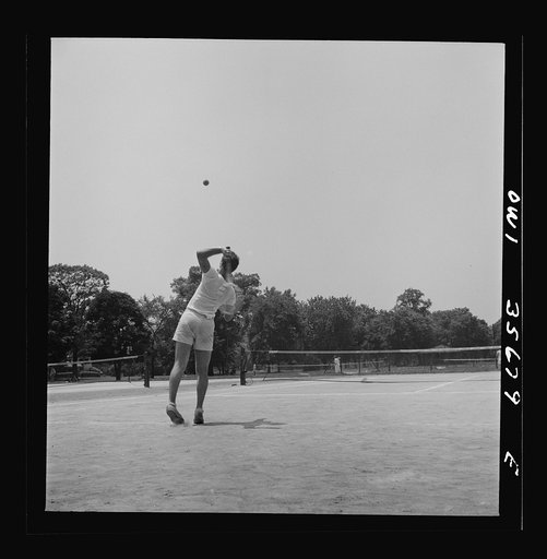 Untitled photo, possibly related to: Philadelphia, Pennsylvania. Playing tennis at Fairmont Park