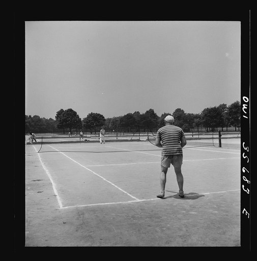 Untitled photo, possibly related to: Philadelphia, Pennsylvania. Playing tennis at Fairmont Park