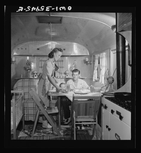 Middle River, Maryland. A FSA (Farm Security Administration) housing project for Glenn L. Martin aircraft workers. A worker's family in their trailer home