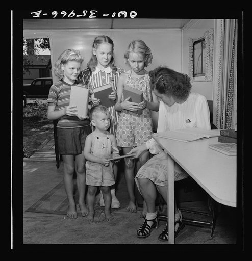 Middle River, a small crossroads in the vicinity of Baltimore, Maryland. FSA (Farm Security Administration) housing project (later administered by the National Housing Agency) for Glenn L. Martin aircraft workers. At the children's library