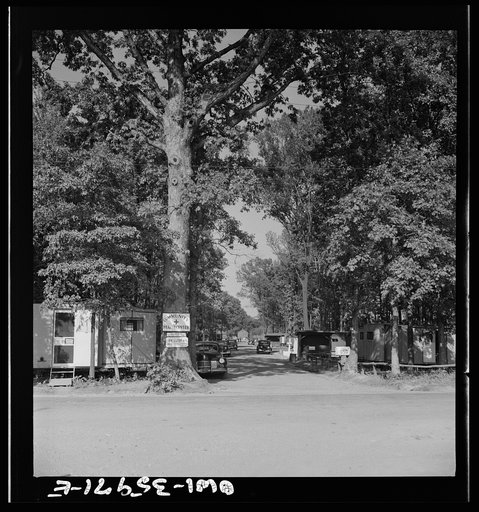 Middle River, Maryland. FSA (Farm Security Administration) housing project for Glenn L. Martin aircraft workers. A road through the trailer colony