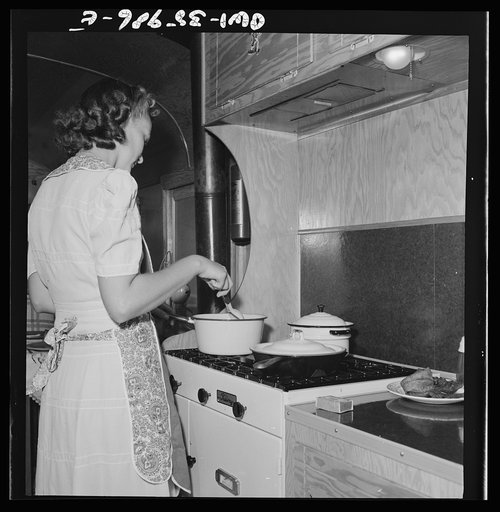 Untitled photo, possibly related to: Middle River, Maryland. A FSA (Farm Security Administration) housing project for Glenn L. Martin aircraft workers. A worker's family in their trailer home