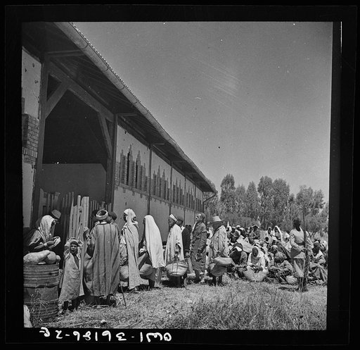 Mejex-El-Bab, Tunisia. A market operated by the Allied civilian relief groups to sell at cost food, clothing, kerosene, etc., supplied by the U.S. Office of Foreign Relief and Rehabilitation Operations to natives and Europeans, victims of war deprivation