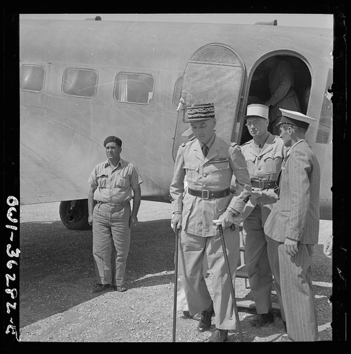Untitled photo, possibly related to: Tunis, Tunisia. General Mast arriving at the Tunis airport to assume his duties as the new resident general of Tunisia. He is still recuperating from injuries received in a plane crash