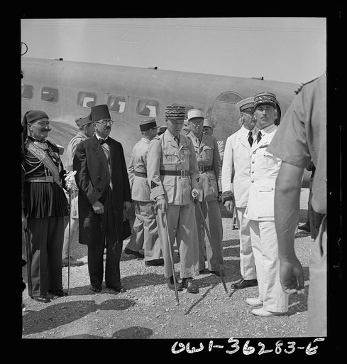 Untitled photo, possibly related to: Tunis, Tunisia. General Mast arriving at the Tunis airport to assume his duties as the new resident general of Tunisia. He is still recuperating from injuries received in a plane crash