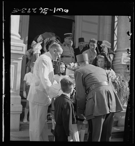 Tunis, Tunisia. General de Gaulle greeting young admirers at the residence in Tunis