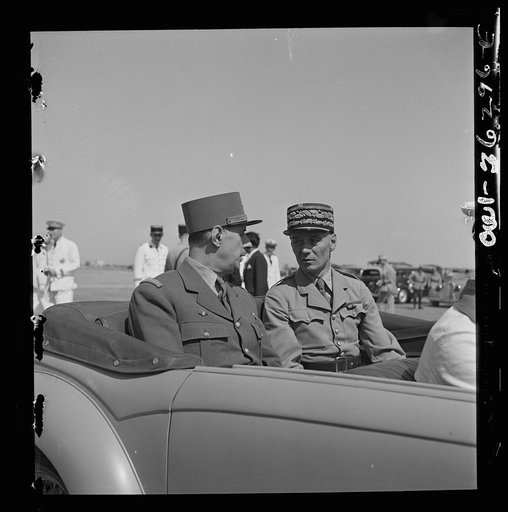Tunis, Tunisia. General de Gaulle and General Mast. General Mast has been installed only the day before as resident general of Tunisia