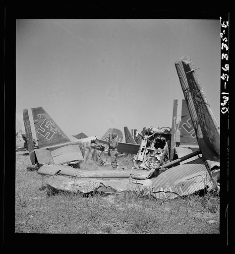 Untitled photo, possibly related to: Tunis, Tunisia. Wrecked German planes at El Aouiana airport