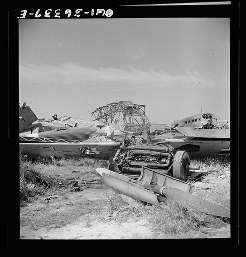 Untitled photo, possibly related to: Tunis, Tunisia. Wrecked German planes at El Aouiana airport