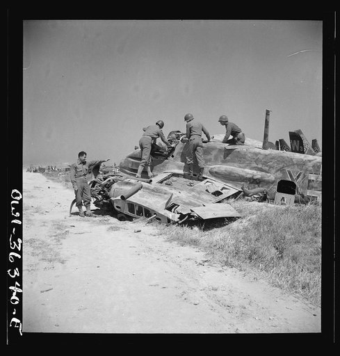 Untitled photo, possibly related to: Tunis, Tunisia. Wrecked German planes at El Aouiana airport