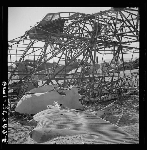 Tunis, Tunisia. Wrecked German planes at El Aouiana airport