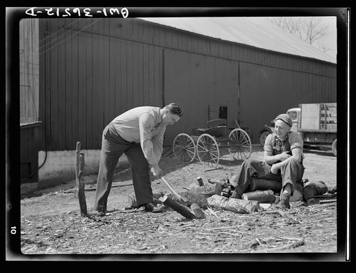 Rockville (vicinity), Maryland. Private Harvey Horton, visiting the N.C. Stiles dairy farm while on furlough from Fort Belvoir, Virginia, getting a little exercise before lunch