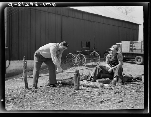 Rockville (vicinity), Maryland. Private Harvey Horton, visiting the N.C. Stiles dairy farm while on furlough from Fort Belvoir, Virginia, getting a little exercise before lunch