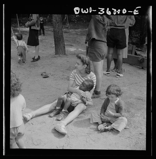 Interracial activities at Camp Ellen Marvin, where children are aided by the Methodist Camp Service. The nursery. Arden, New York