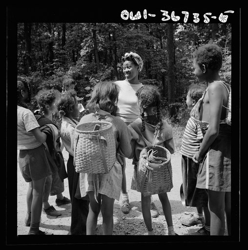 Bear Mountain, New York. Interracial activities at Camp Fern Rock, where children are aided by the Methodist Camp Service. Campers receiving last minute instruction before a hike