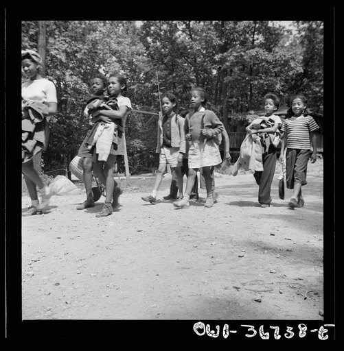 Bear Mountain, New York. Interracial activities at Camp Fern Rock, where children are aided by the Methodist Camp Service. Campers returning from a day's hike