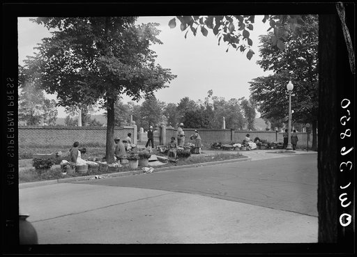 Washington, D. C. Flower vendors at the gate of the Congressional Cemetery on Memorial Day