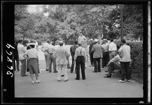 Washington, D.C. A meeting conducted by the Catholic Evidence Guild in Franklin Park