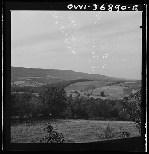 Pennsylvania landscape as seen from the window of a Greyhound bus going to Pittsburgh, Pennsylvania, from Washington, D.C.