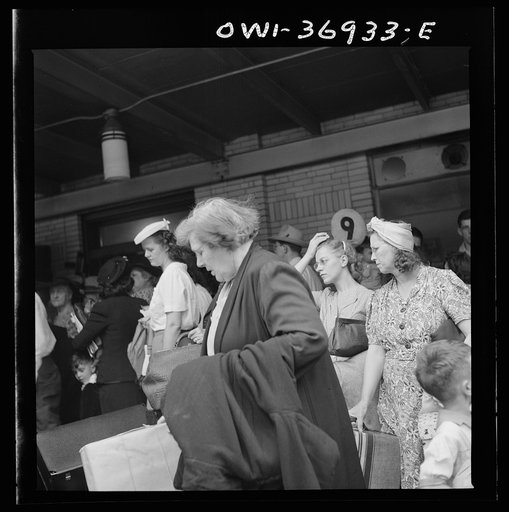 Pittsburgh, Pennsylvania. Passengers waiting for a bus at the Greyhound bus terminal