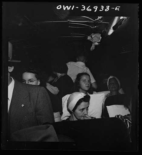 Untitled photo, possibly related to: Passengers on a Greyhound bus going from Washington, D.C. to Pittsburgh, Pennsylvania
