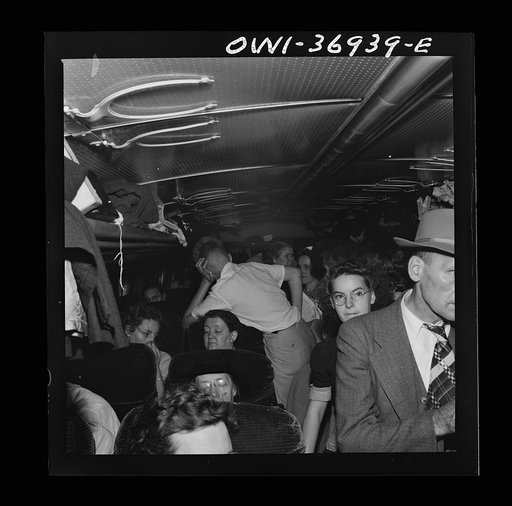 Untitled photo, possibly related to: Passengers on a Greyhound bus going from Washington, D.C. to Pittsburgh, Pennsylvania