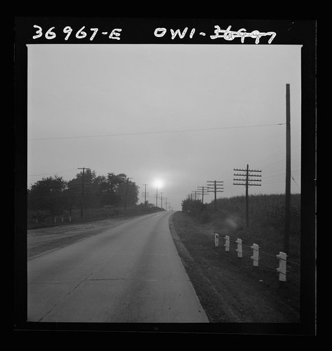 Untitled photo, possibly related to: A highway as seen from a Greyhound bus between Washington, D.C. and Pittsburgh, Pennsylvania