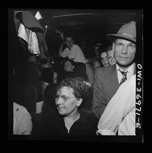 Untitled photo, possibly related to: Passengers on a Greyhound bus going from Washington, D.C. to Pittsburgh, Pennsylvania