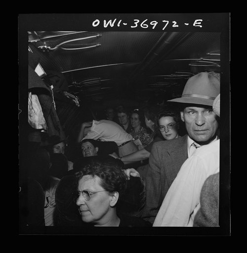 Untitled photo, possibly related to: Passengers on a Greyhound bus going from Washington, D.C. to Pittsburgh, Pennsylvania