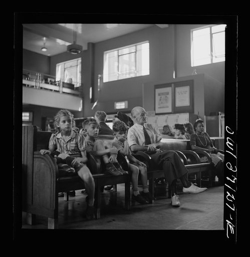 Untitled photo, possibly related to: Pittsburgh, Pennsylvania. Passengers in the waiting room of the Greyhound bus station