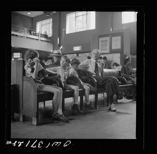 Untitled photo, possibly related to: Pittsburgh, Pennsylvania. Passengers in the waiting room of the Greyhound bus station