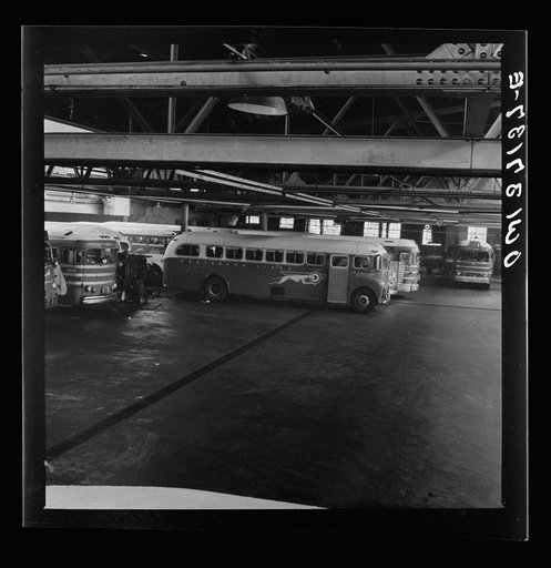 Pittsburgh, Pennsylvania. The Greyhound bus garage