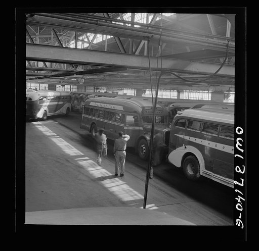 Untitled photo, possibly related to: Pittsburgh, Pennsylvania. The Greyhound bus garage