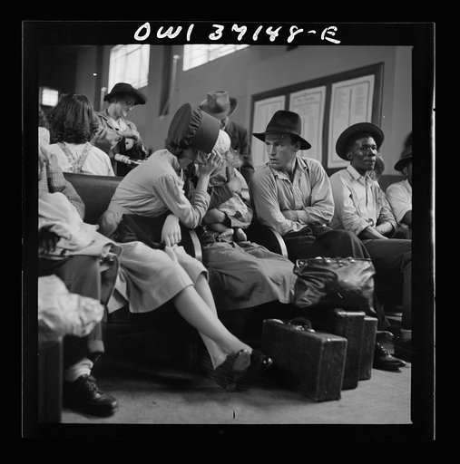 Pittsburgh, Pennsylvania. Passengers in the waiting room of the Greyhound bus station