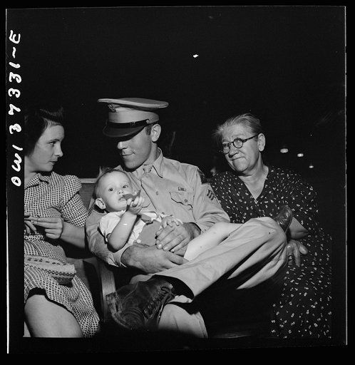 Columbus, Ohio. Passengers in the waiting room of a bus station