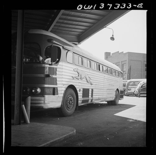 Columbus, Ohio. The Greyhound bus known as "silver-sides"