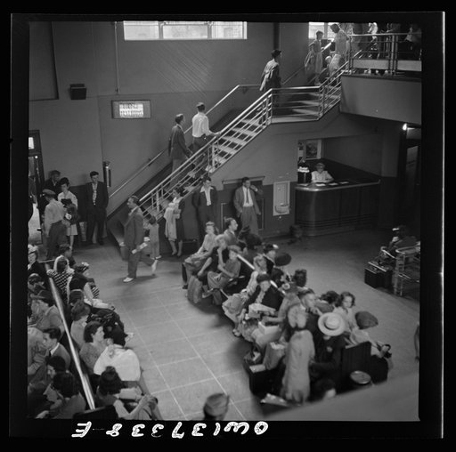 Untitled photo, possibly related to: Pittsburgh, Pennsylvania. The waiting room at the bus terminal