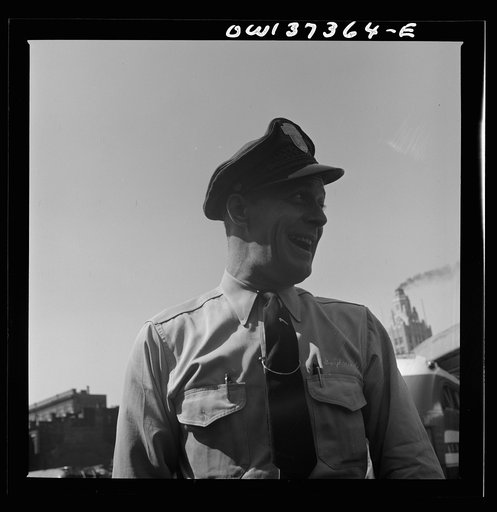 Untitled photo, possibly related to: Columbus, Ohio. A Greyhound bus driver