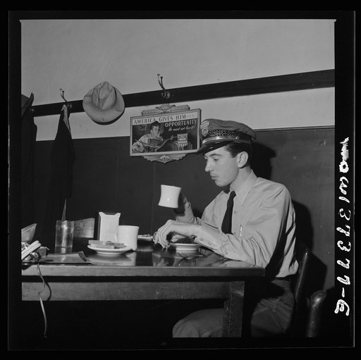 Columbus, Ohio. Lester Ward, a Great Lakes Greyhound bus driver who has just come in from a run