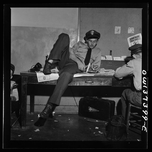 Columbus, Ohio. Greyhound bus drivers waiting for their runs in the drivers' room